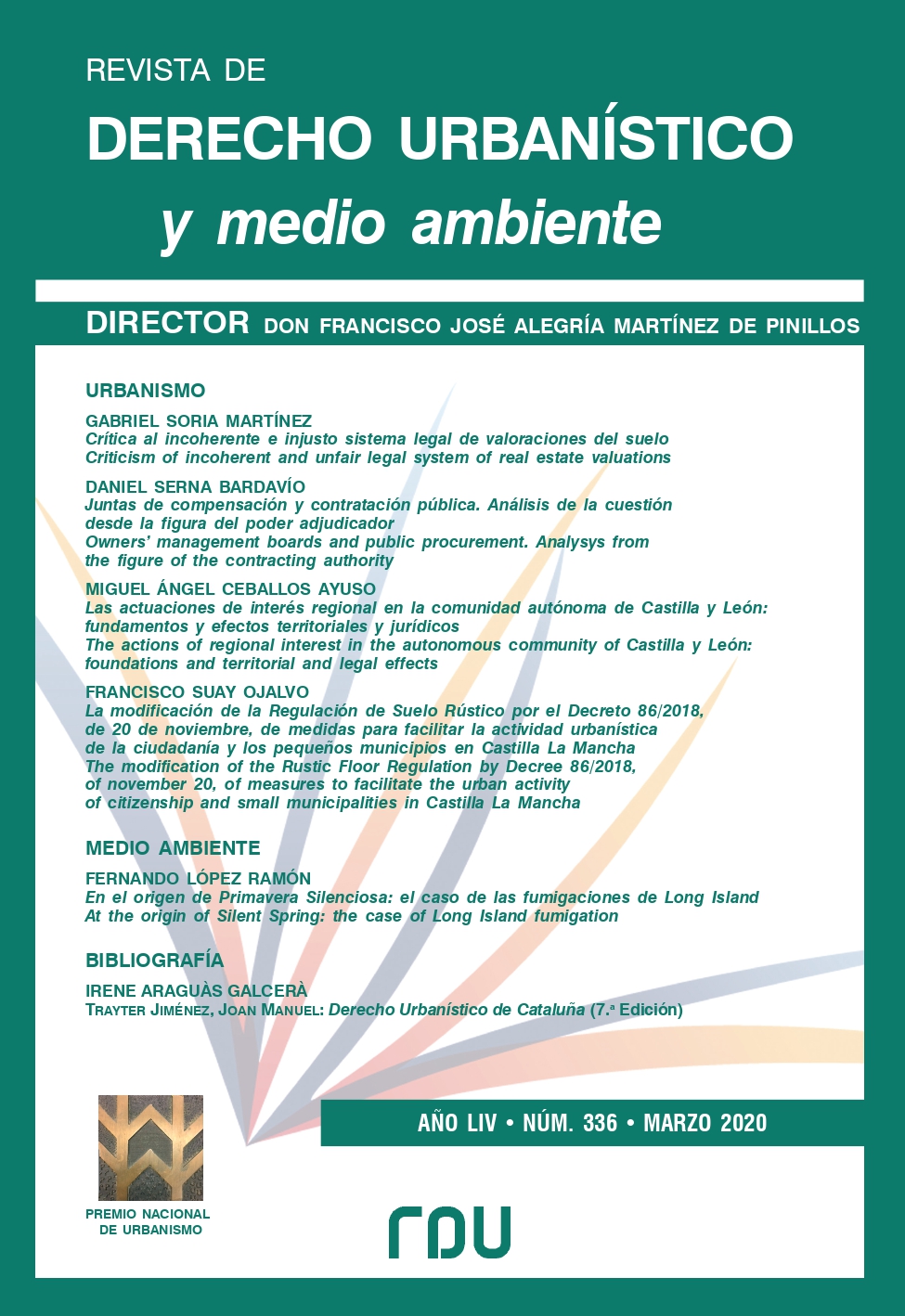 					Ver Vol. 54 Núm. 336 (2020): REVISTA DE DERECHO URBANISTICO Y MEDIO AMBIENTE
				